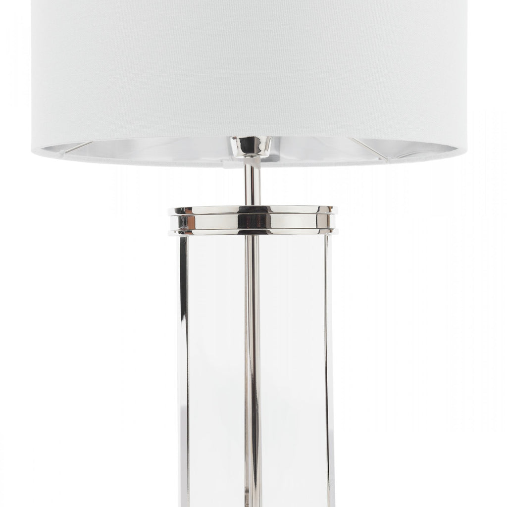 Harrington Vintage Small Table Lamp In Polished Nickel Finish With Linen Shade LA3756426-Q