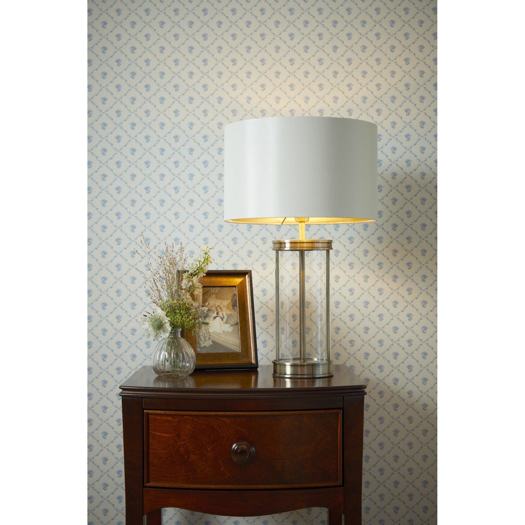 Harrington Vintage Small Table Lamp In Polished Nickel Finish With Linen Shade LA3756426-Q