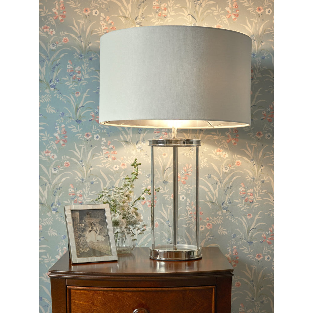 Harrington Vintage Large Table Lamp In Polished Nickel Finish With Linen Shade LA3756382-Q