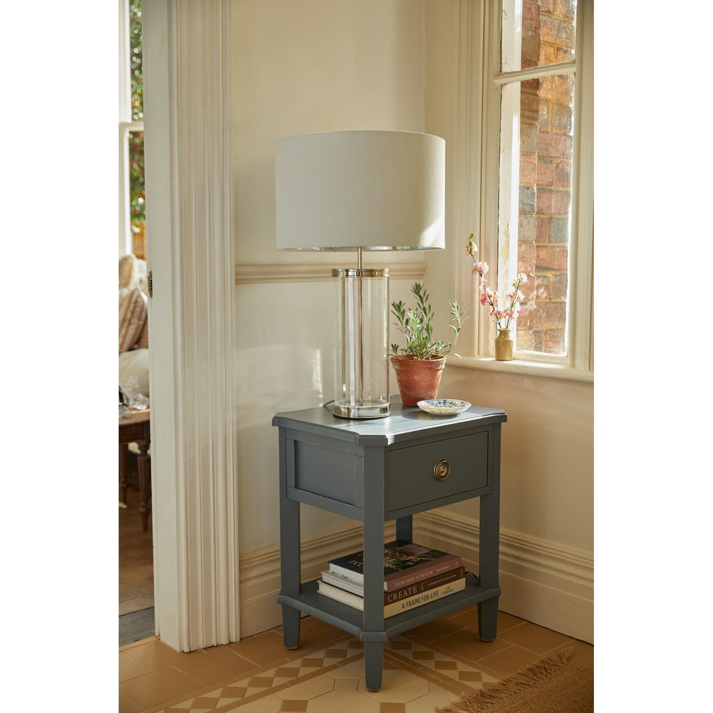 Harrington Vintage Large Table Lamp In Polished Nickel Finish With Linen Shade LA3756382-Q