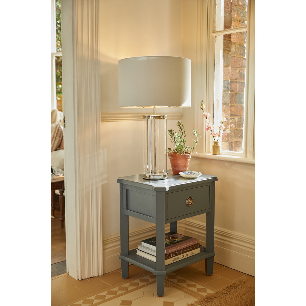 Harrington Vintage Large Table Lamp In Polished Nickel Finish With Linen Shade LA3756382-Q