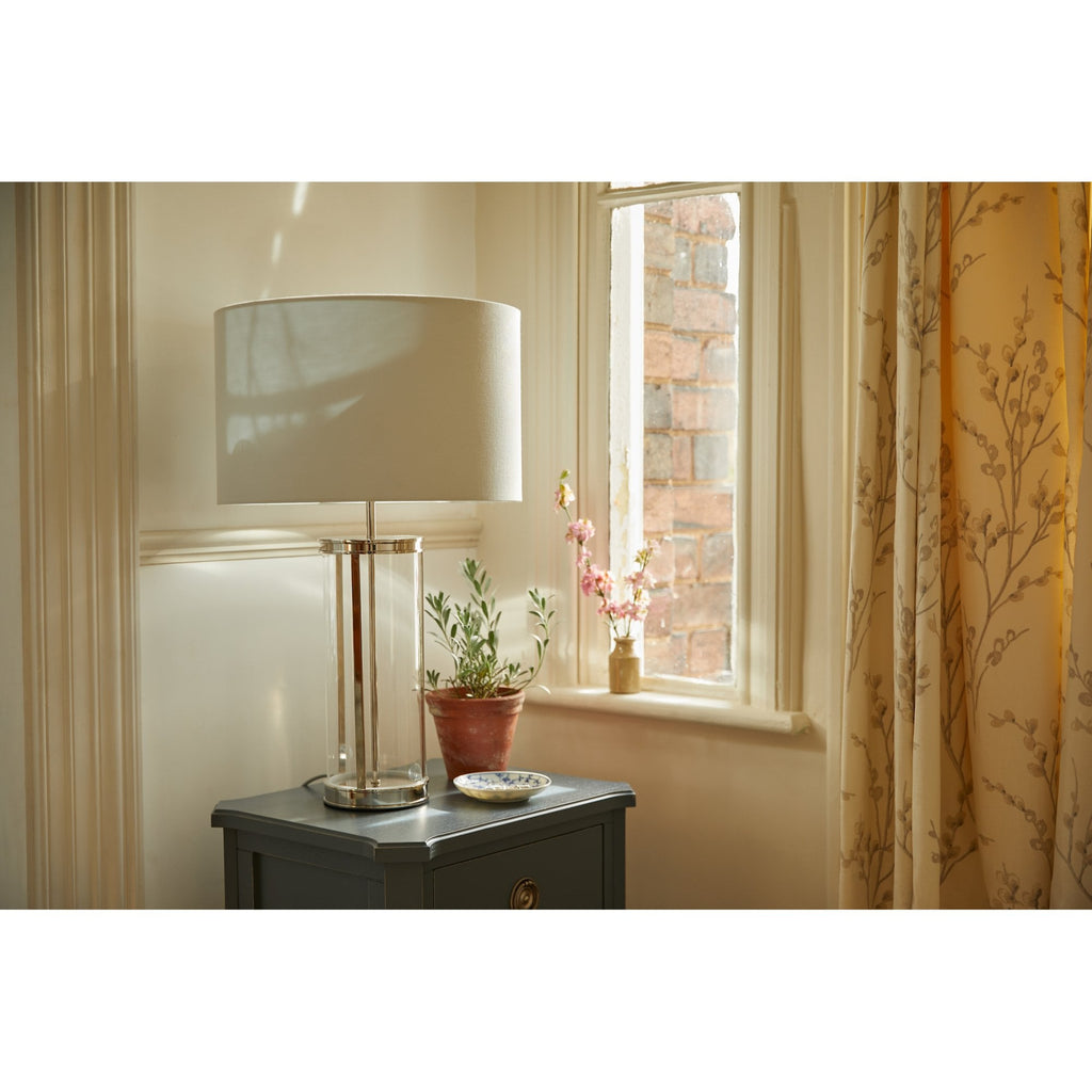 Harrington Vintage Large Table Lamp In Polished Nickel Finish With Linen Shade LA3756382-Q