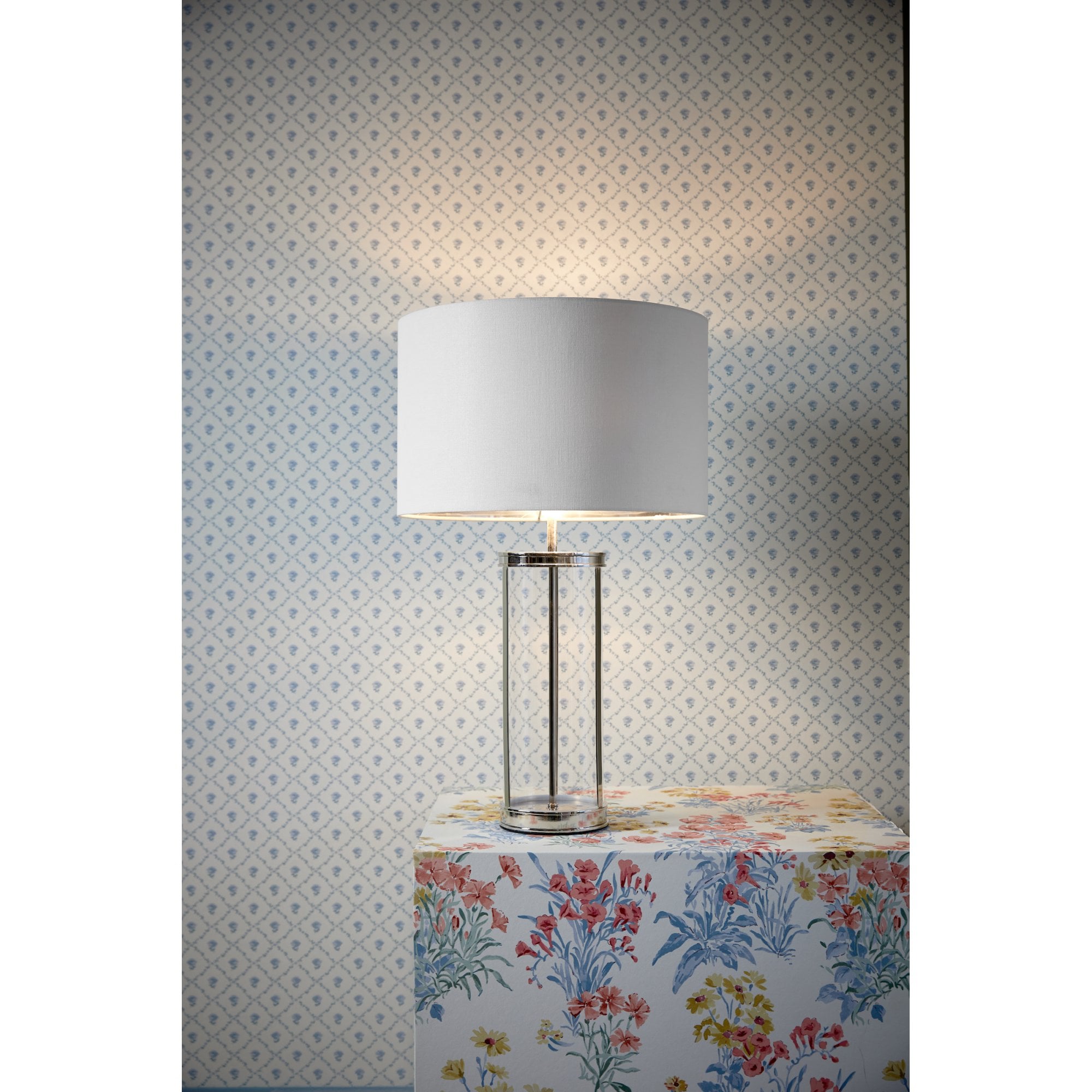 Harrington Vintage Large Table Lamp In Polished Nickel Finish With Linen Shade LA3756382-Q