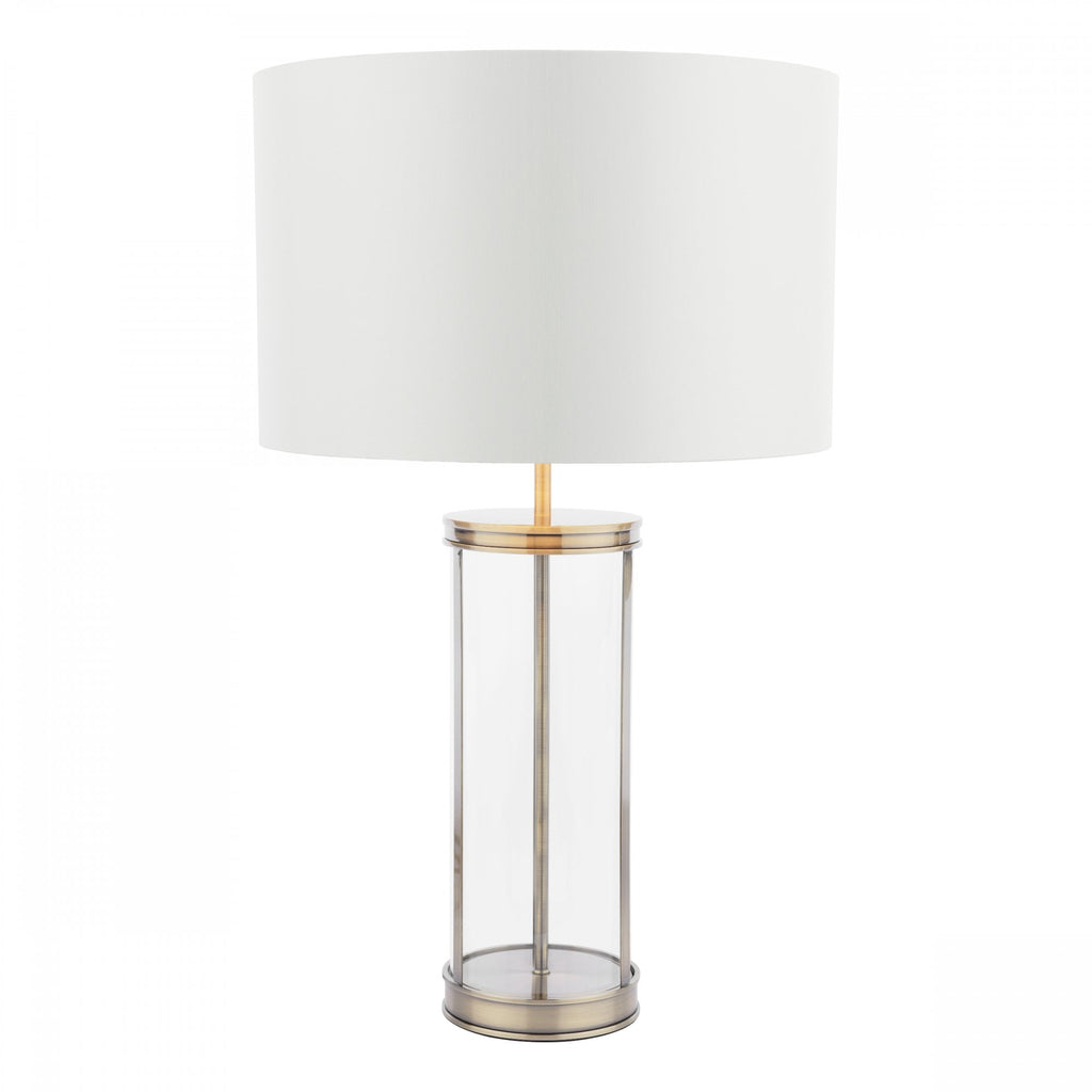 Harrington Vintage Large Table Lamp In Antique Brass Finish With Silk Shade LA3756424-Q