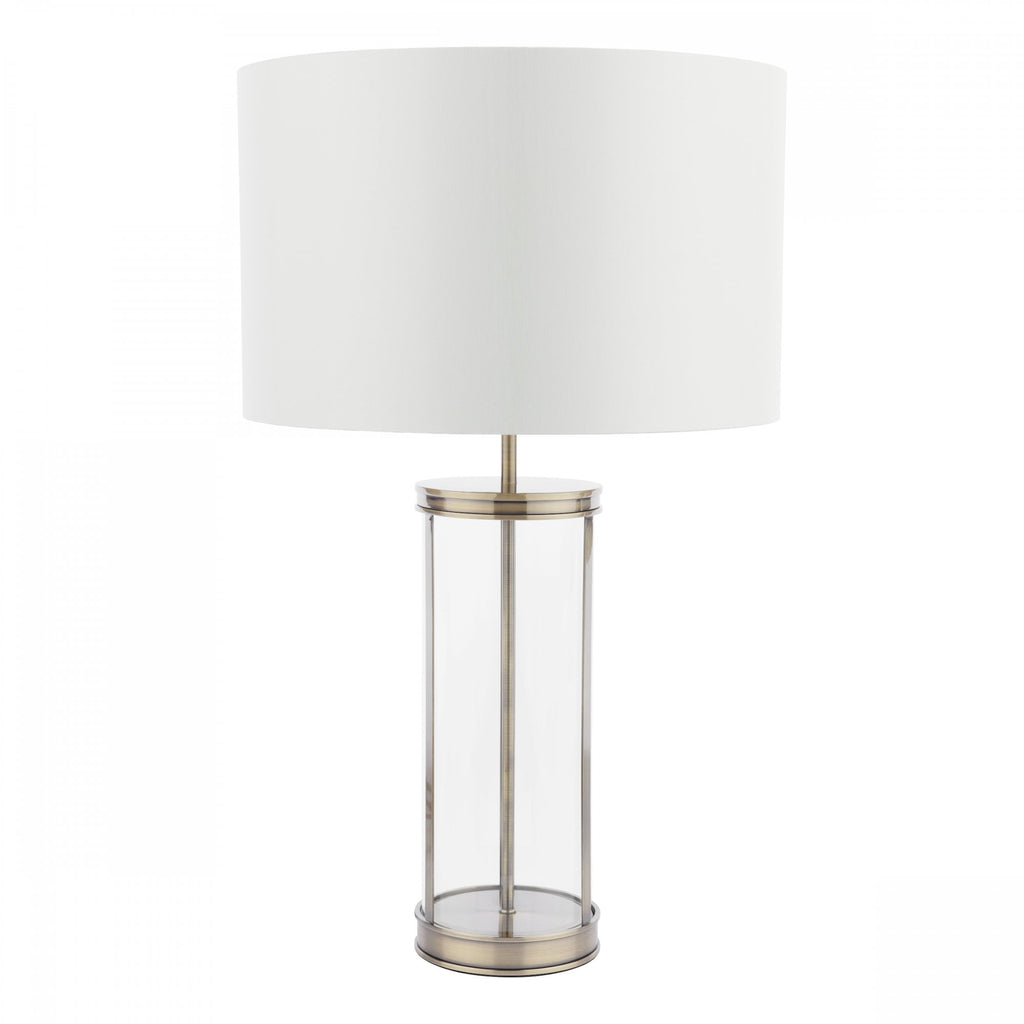 Harrington Vintage Large Table Lamp In Antique Brass Finish With Silk Shade LA3756424-Q