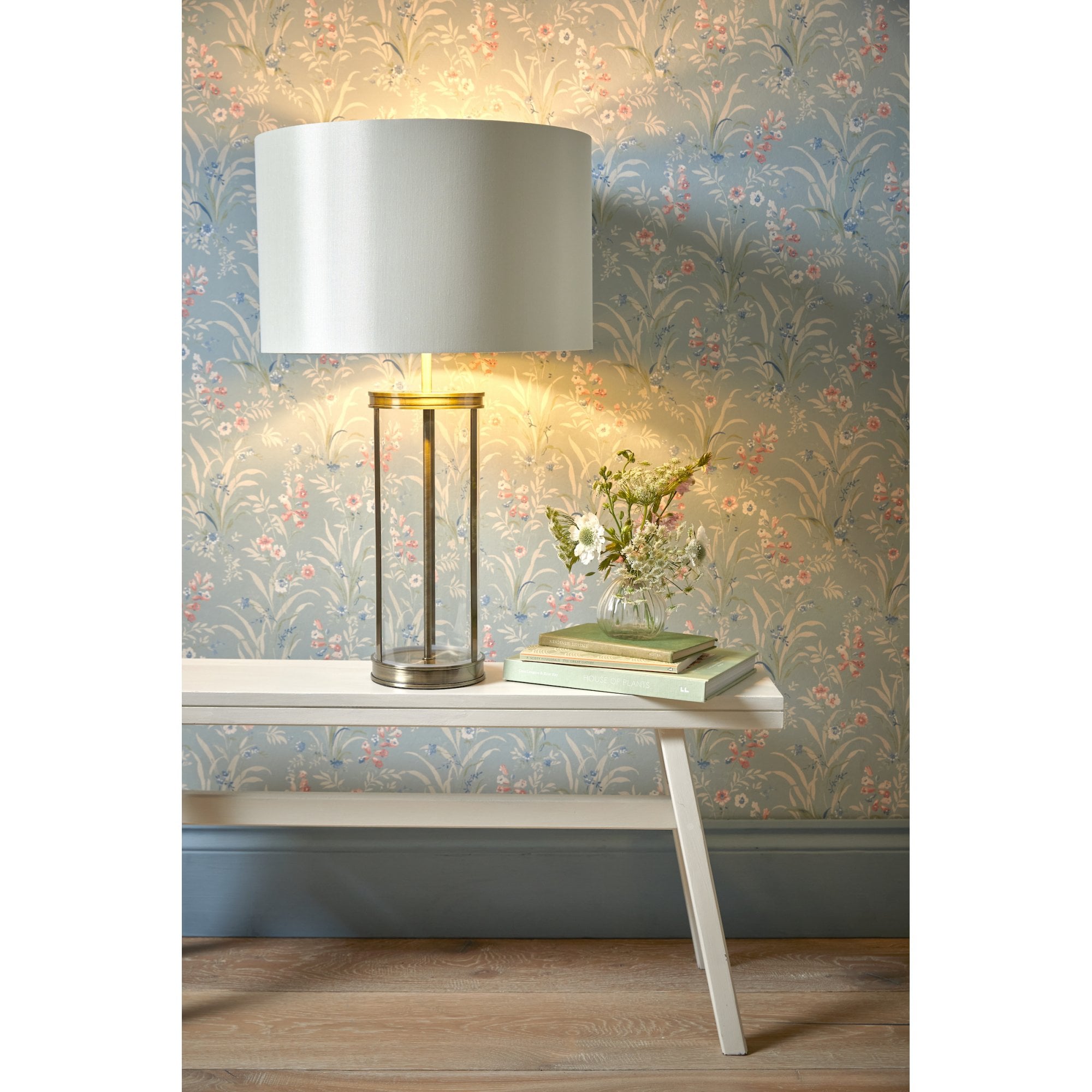 Harrington Vintage Large Table Lamp In Antique Brass Finish With Silk Shade LA3756424-Q
