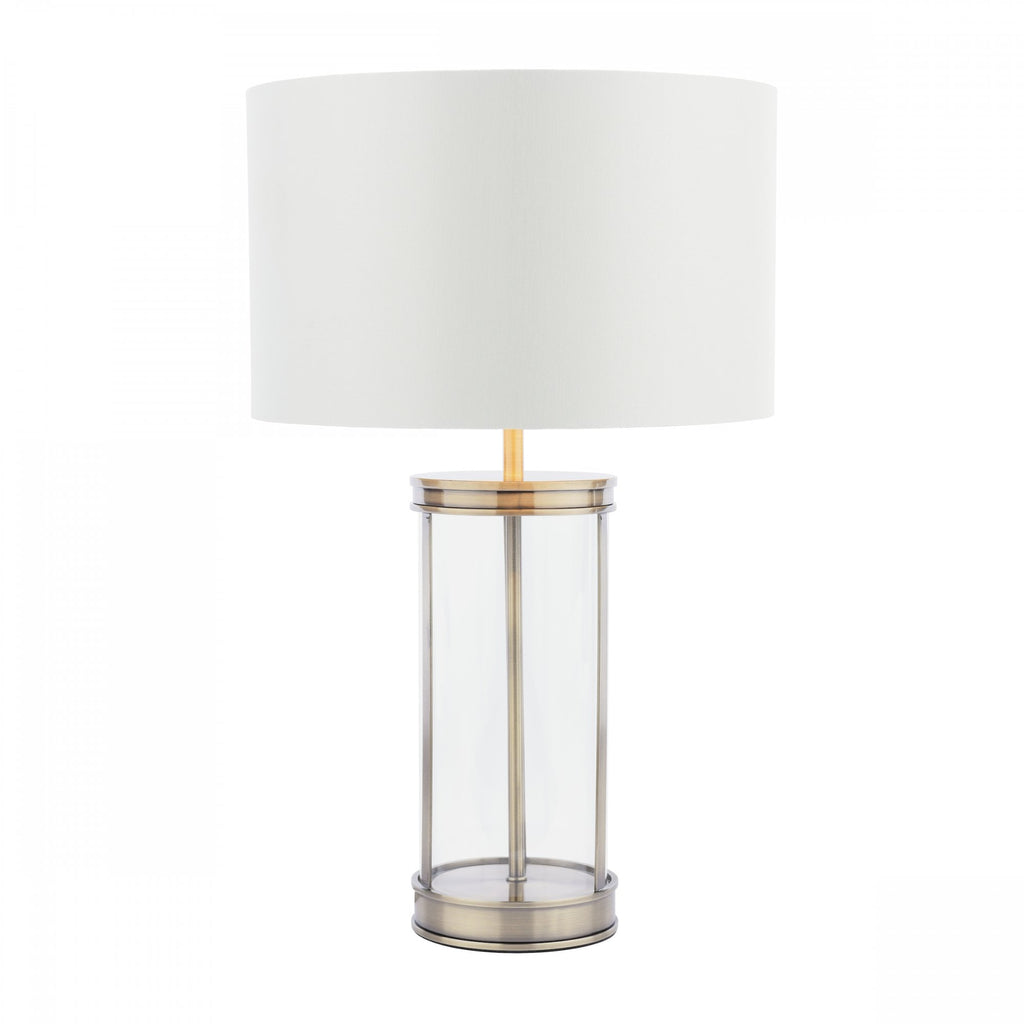Harrington Vintage Small Table Lamp In Antique Brass Finish With Silk Shade LA3756429-Q