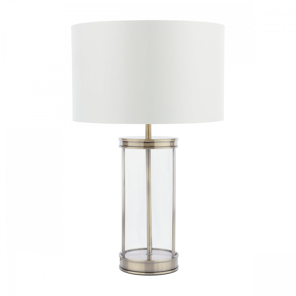 Harrington Vintage Small Table Lamp In Antique Brass Finish With Silk Shade LA3756429-Q