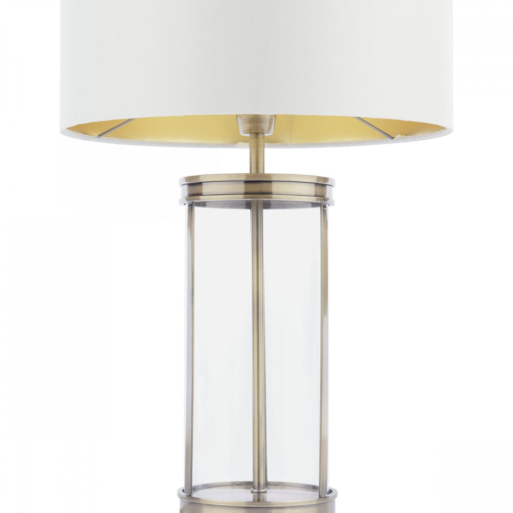 Harrington Vintage Small Table Lamp In Antique Brass Finish With Silk Shade LA3756429-Q