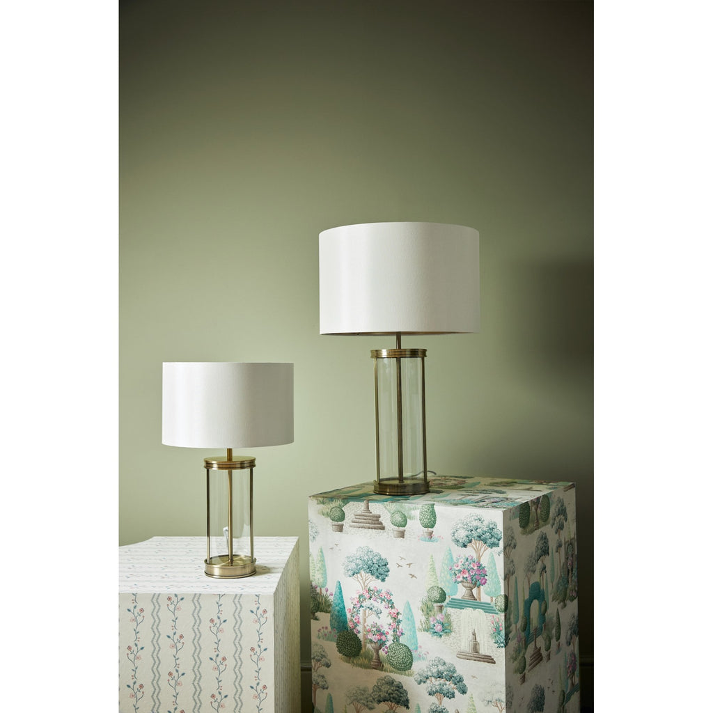 Harrington Vintage Small Table Lamp In Antique Brass Finish With Silk Shade LA3756429-Q