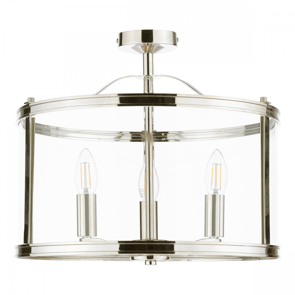 Harrington Vintage Semi Flush Ceiling Lantern In Polished Nickel Finish LA3756310-Q