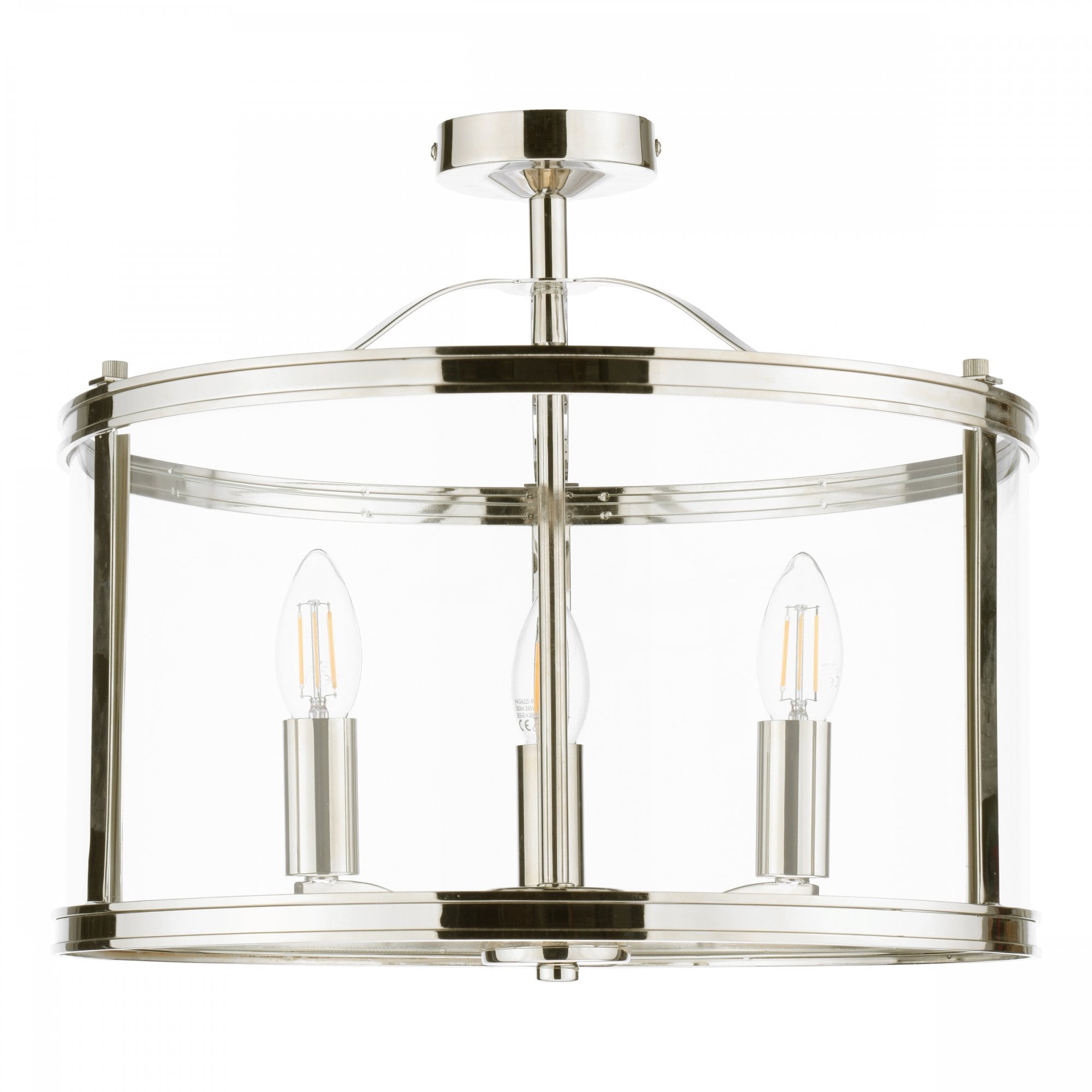 Harrington Vintage Semi Flush Ceiling Lantern In Polished Nickel Finish LA3756310-Q