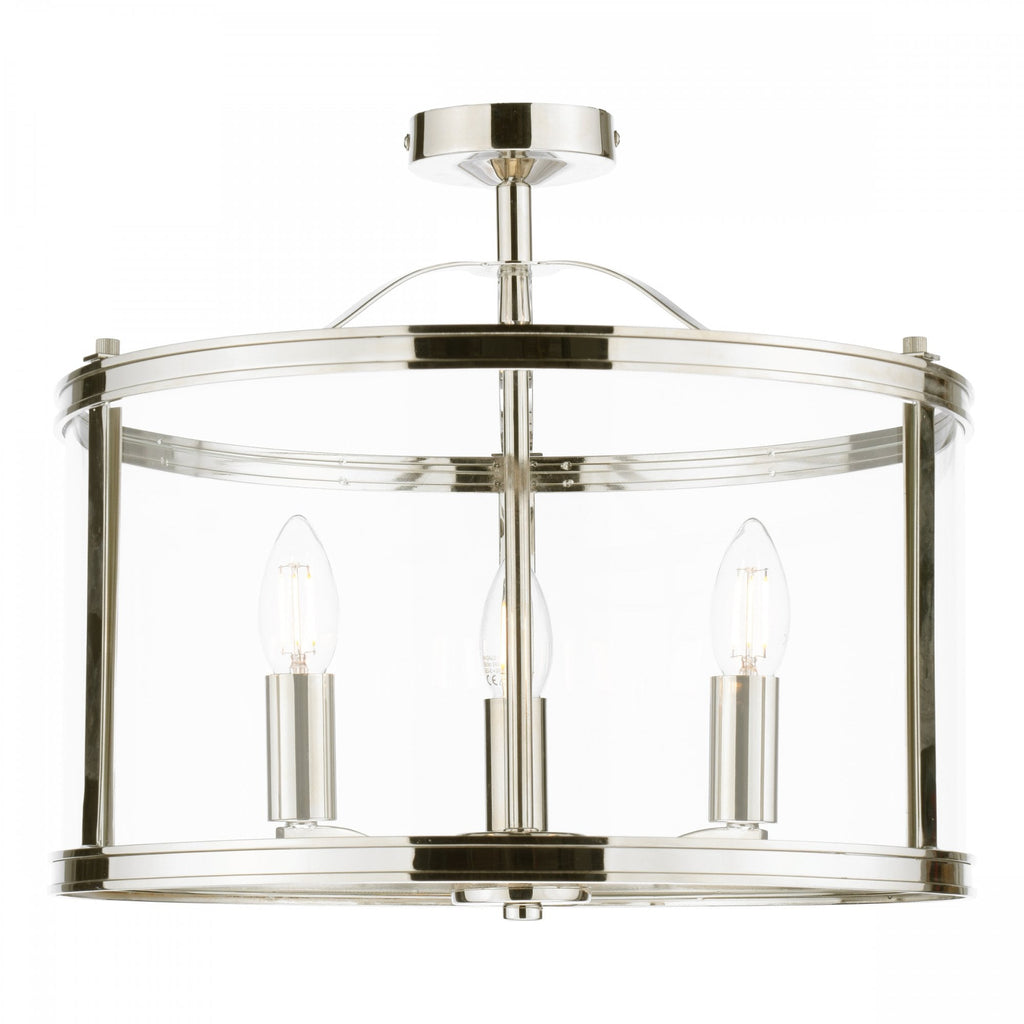 Harrington Vintage Semi Flush Ceiling Lantern In Polished Nickel Finish LA3756310-Q