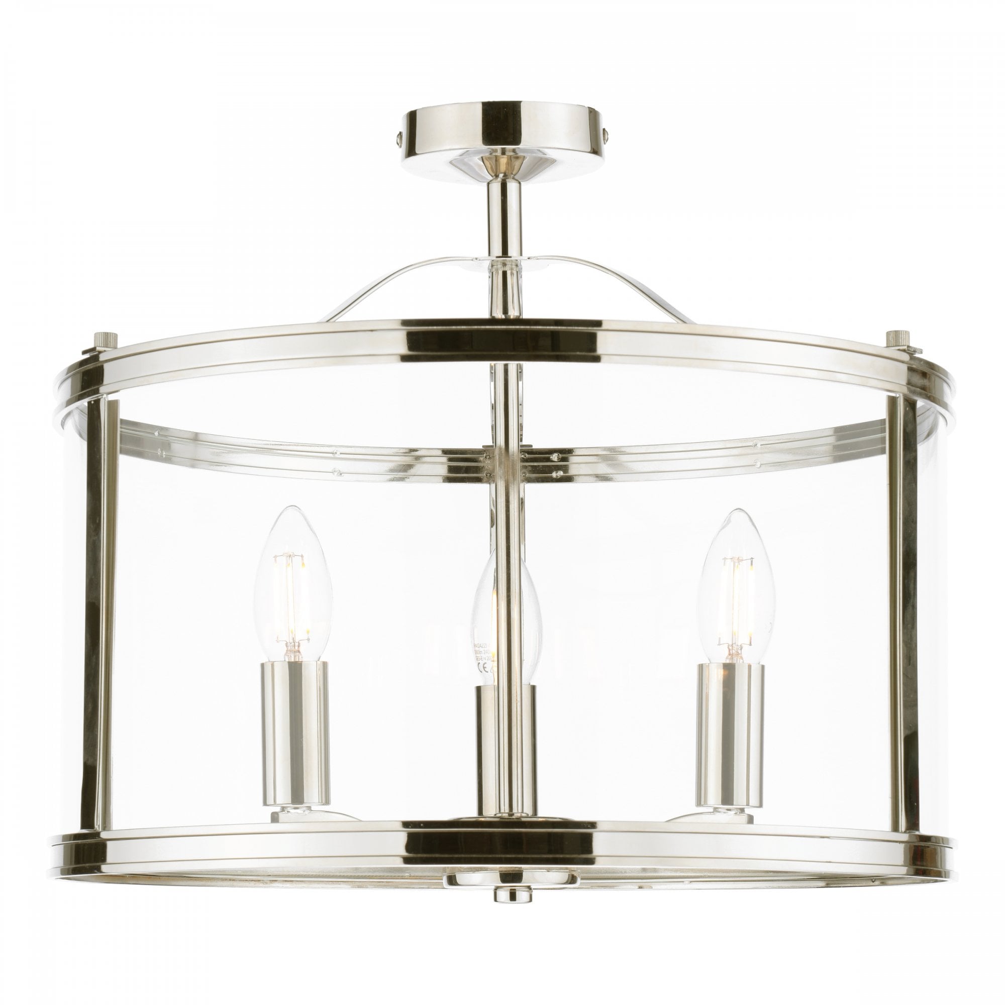 Harrington Vintage Semi Flush Ceiling Lantern In Polished Nickel Finish LA3756310-Q
