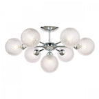 Atherton 7 Light Semi Flush Ceiling Light In Polished Chrome With Textured Glass Shades LA3756108-Q