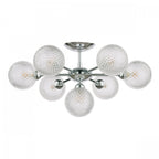 Atherton 7 Light Semi Flush Ceiling Light In Polished Chrome With Textured Glass Shades LA3756108-Q