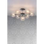 Atherton 7 Light Semi Flush Ceiling Light In Polished Chrome With Textured Glass Shades LA3756108-Q
