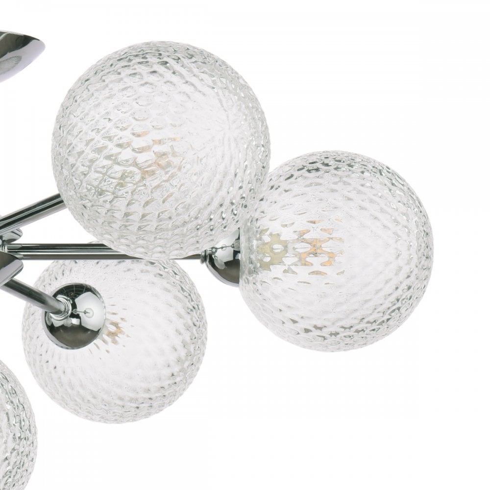 Atherton 7 Light Semi Flush Ceiling Light In Polished Chrome With Textured Glass Shades LA3756108-Q