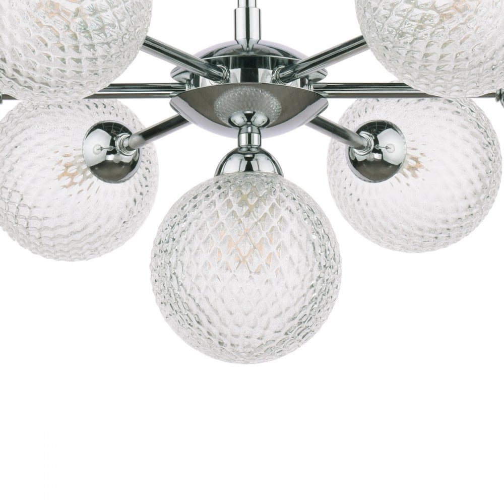 Atherton 7 Light Semi Flush Ceiling Light In Polished Chrome With Textured Glass Shades LA3756108-Q
