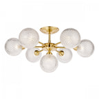 Atherton 7 Light Semi Flush Ceiling Light In Satin Brass With Textured Glass Shades LA3756055-Q