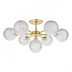 Atherton 7 Light Semi Flush Ceiling Light In Satin Brass With Textured Glass Shades LA3756055-Q
