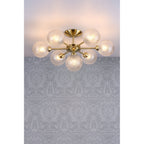 Atherton 7 Light Semi Flush Ceiling Light In Satin Brass With Textured Glass Shades LA3756055-Q
