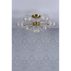 Atherton 7 Light Semi Flush Ceiling Light In Satin Brass With Textured Glass Shades LA3756055-Q