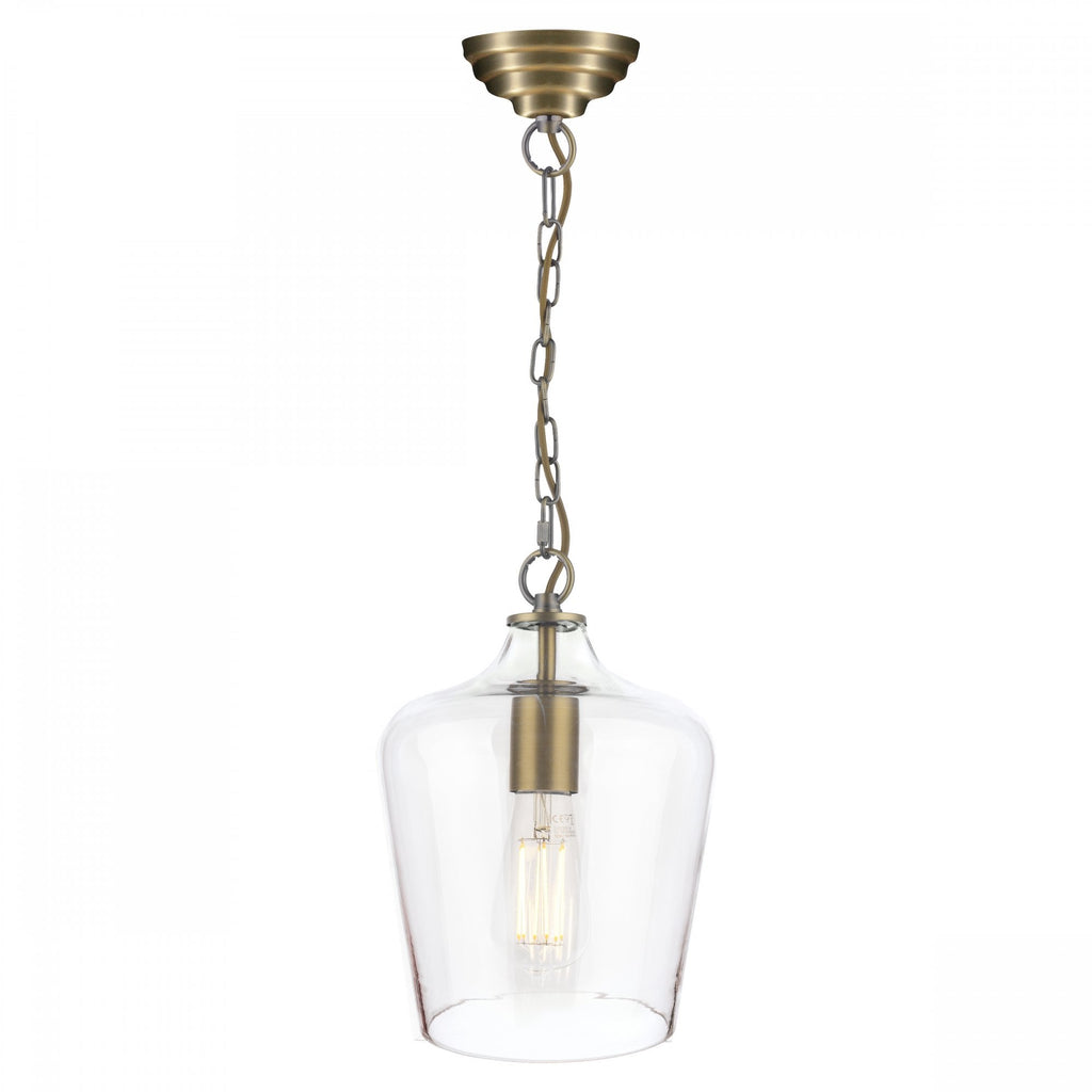 Ockley Champagne Glass Ceiling Pendant Light In Antique Brass Finish LA3756317-Q