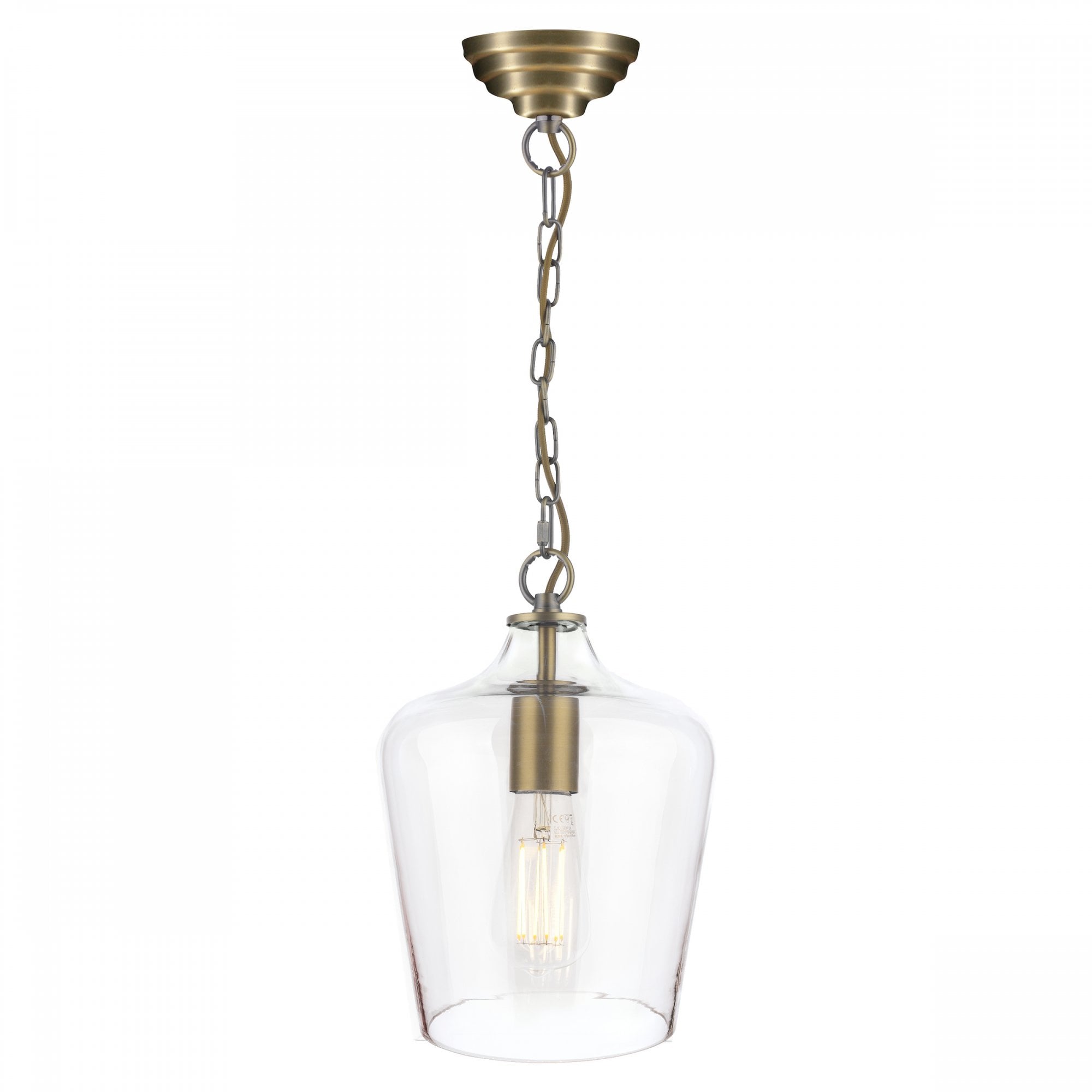 Ockley Champagne Glass Ceiling Pendant Light In Antique Brass Finish LA3756317-Q