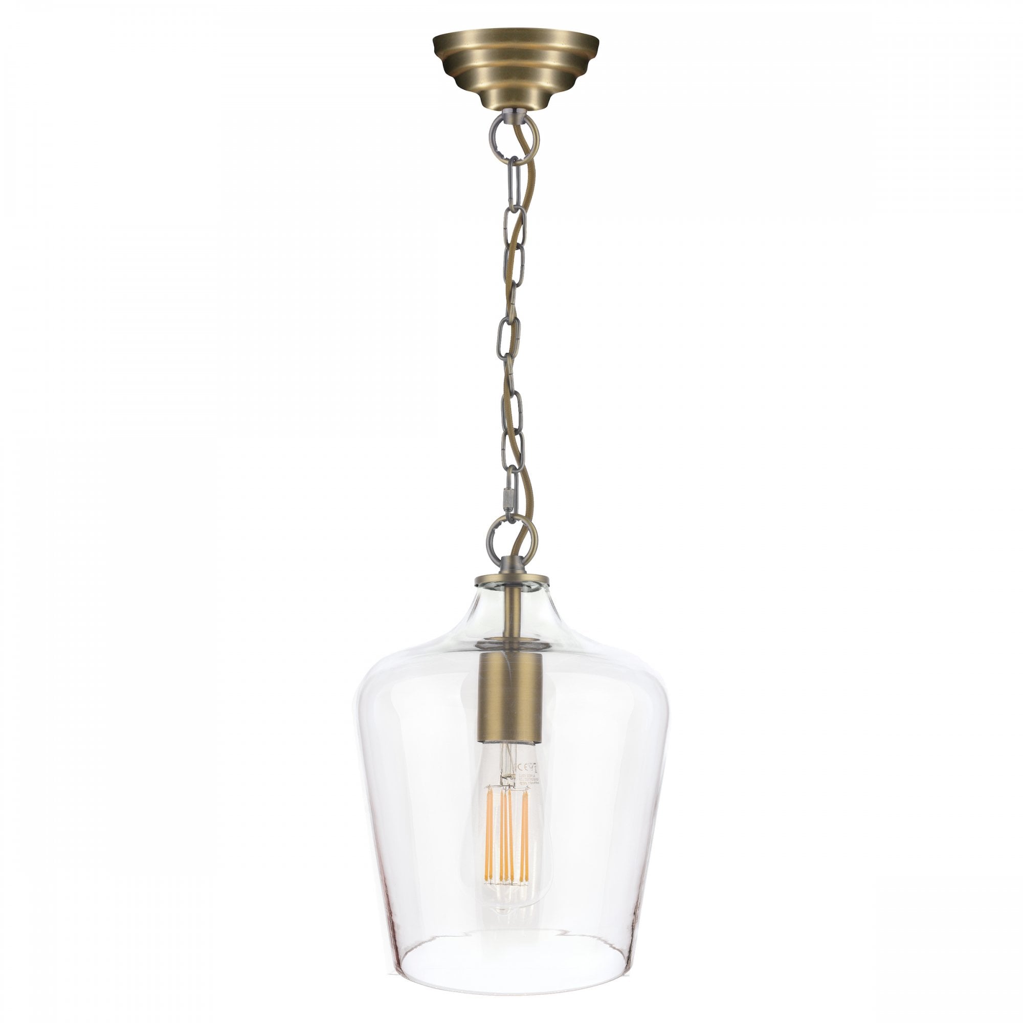 Ockley Champagne Glass Ceiling Pendant Light In Antique Brass Finish LA3756317-Q