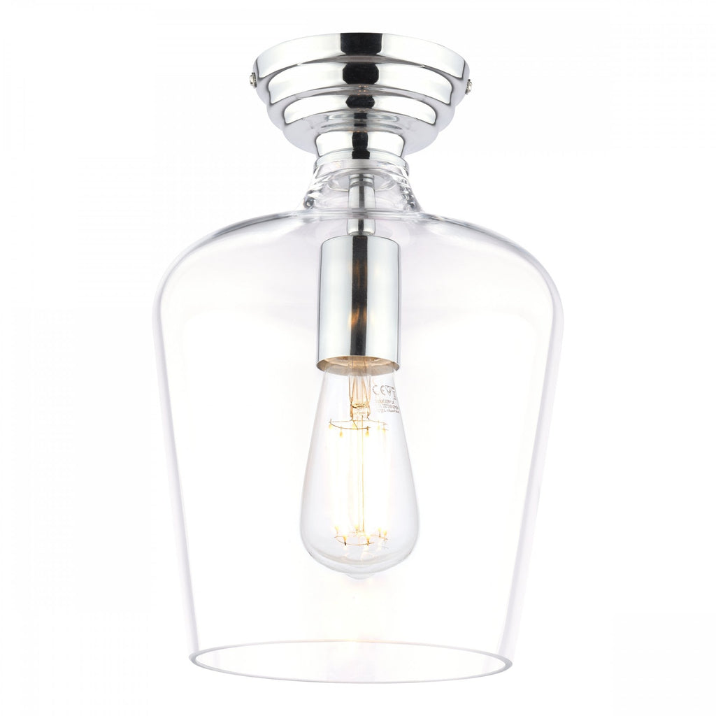 Ockley Clear Glass Semi Flush Ceiling Light In Polished Chrome Finish LA3756387-Q