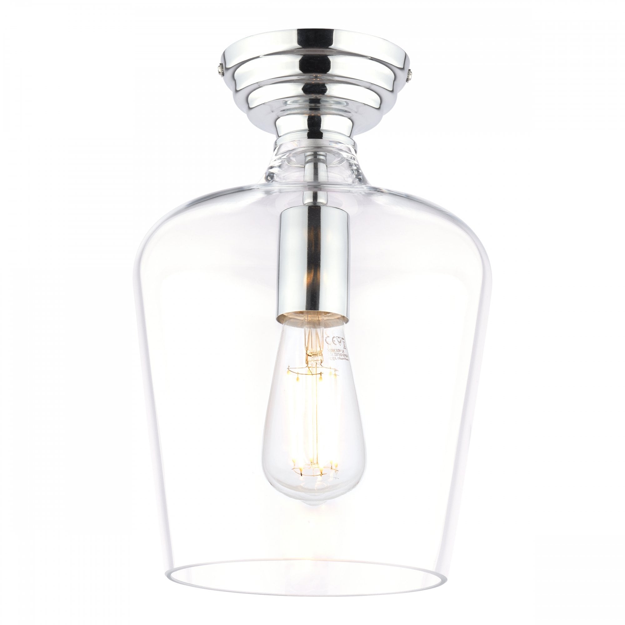 Ockley Clear Glass Semi Flush Ceiling Light In Polished Chrome Finish LA3756387-Q