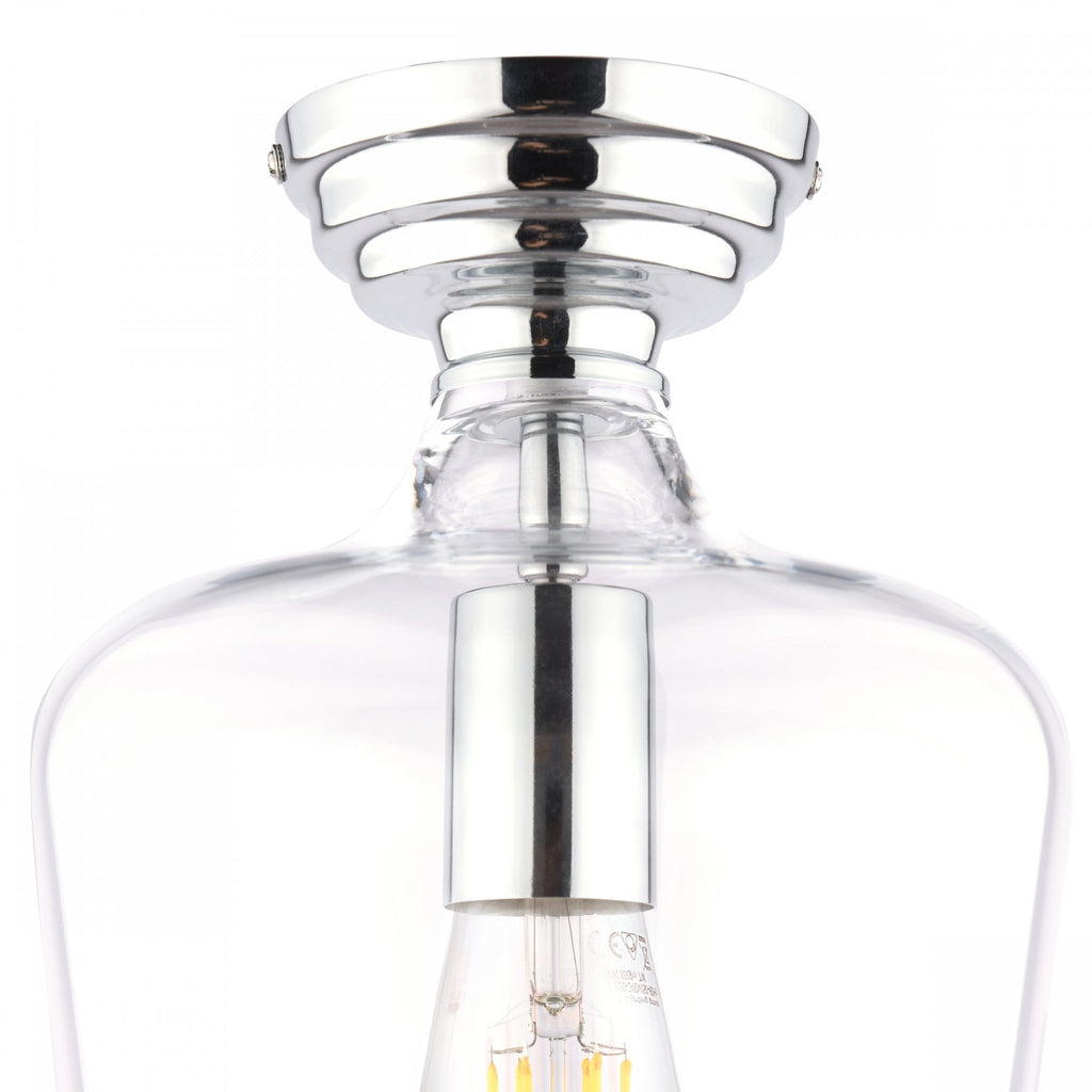 Ockley Clear Glass Semi Flush Ceiling Light In Polished Chrome Finish LA3756387-Q