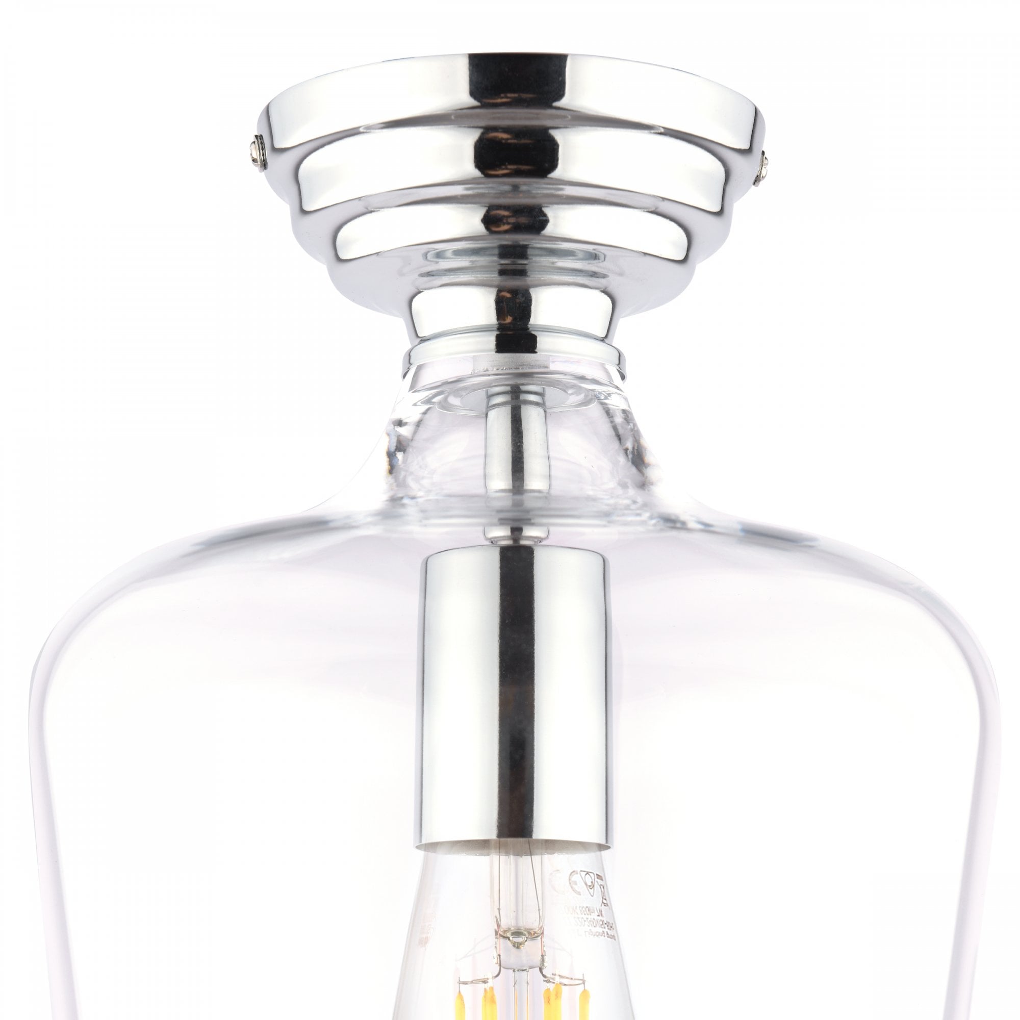 Ockley Clear Glass Semi Flush Ceiling Light In Polished Chrome Finish LA3756387-Q