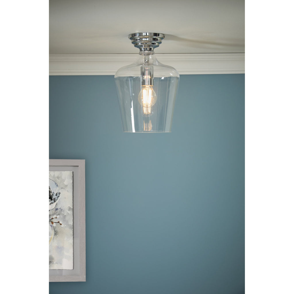 Ockley Clear Glass Semi Flush Ceiling Light In Polished Chrome Finish LA3756387-Q