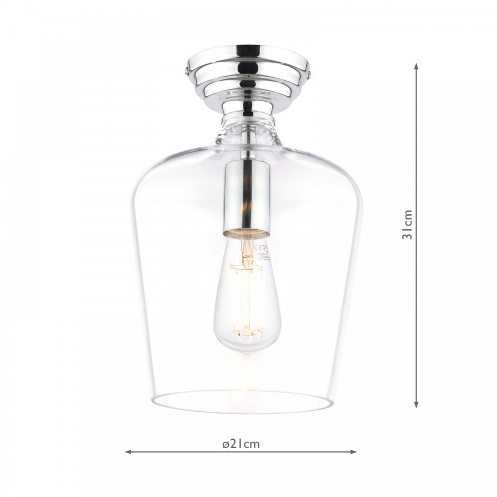 Ockley Clear Glass Semi Flush Ceiling Light In Polished Chrome Finish LA3756387-Q