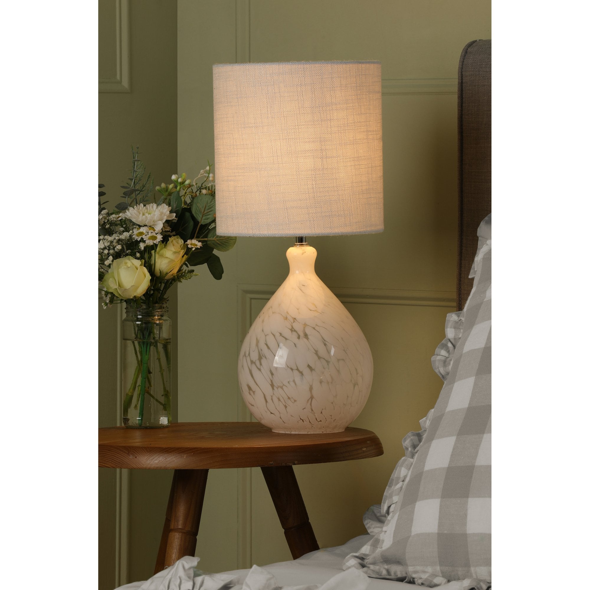 Confetti Art Glass Table Lamp With Silver Linen Shade LA3756332-Q