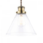 Isaac Vintage Easy Fit Pendant In Antique Brass And Cone Glass LA3756385-Q