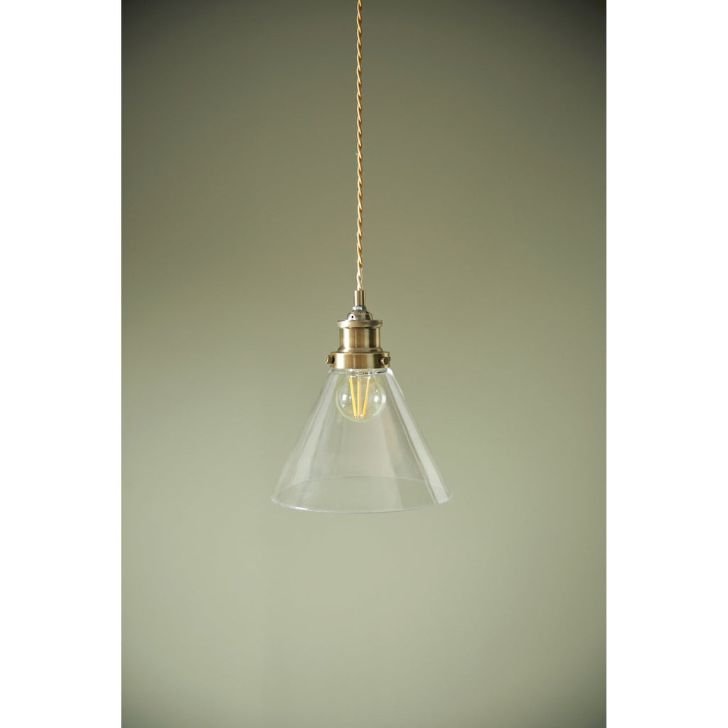 Isaac Vintage Easy Fit Pendant In Antique Brass And Cone Glass LA3756385-Q