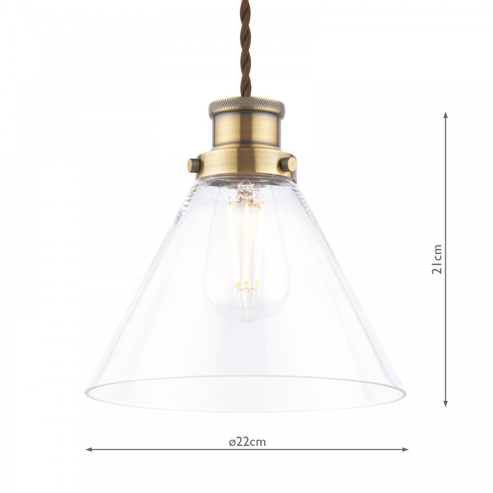 Isaac Vintage Easy Fit Pendant In Antique Brass And Cone Glass LA3756385-Q
