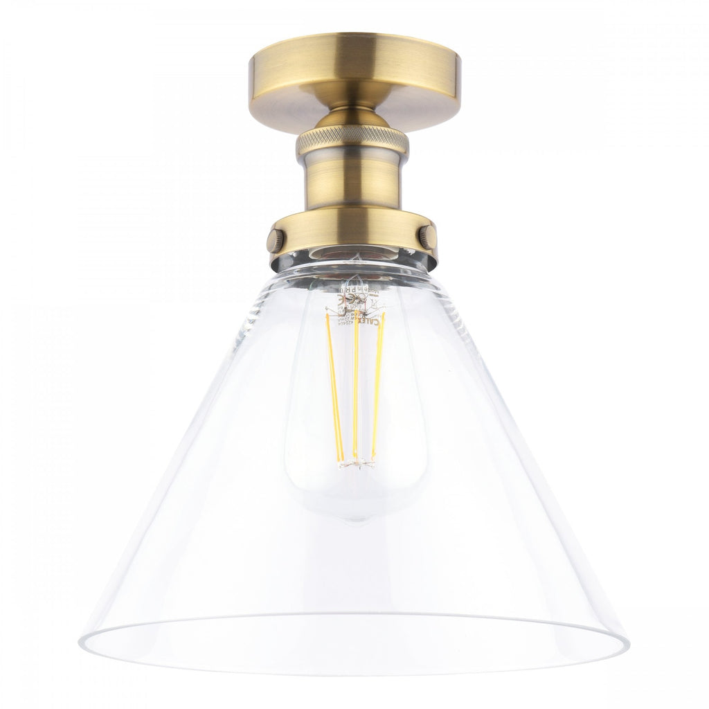 Isaac Vintage Semi Flush Ceiling Light In Antique Brass Finish LA3756386