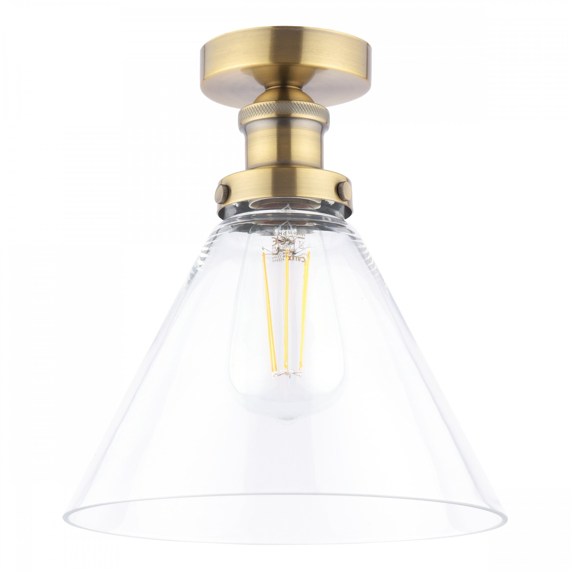 Isaac Vintage Semi Flush Ceiling Light In Antique Brass Finish LA3756386