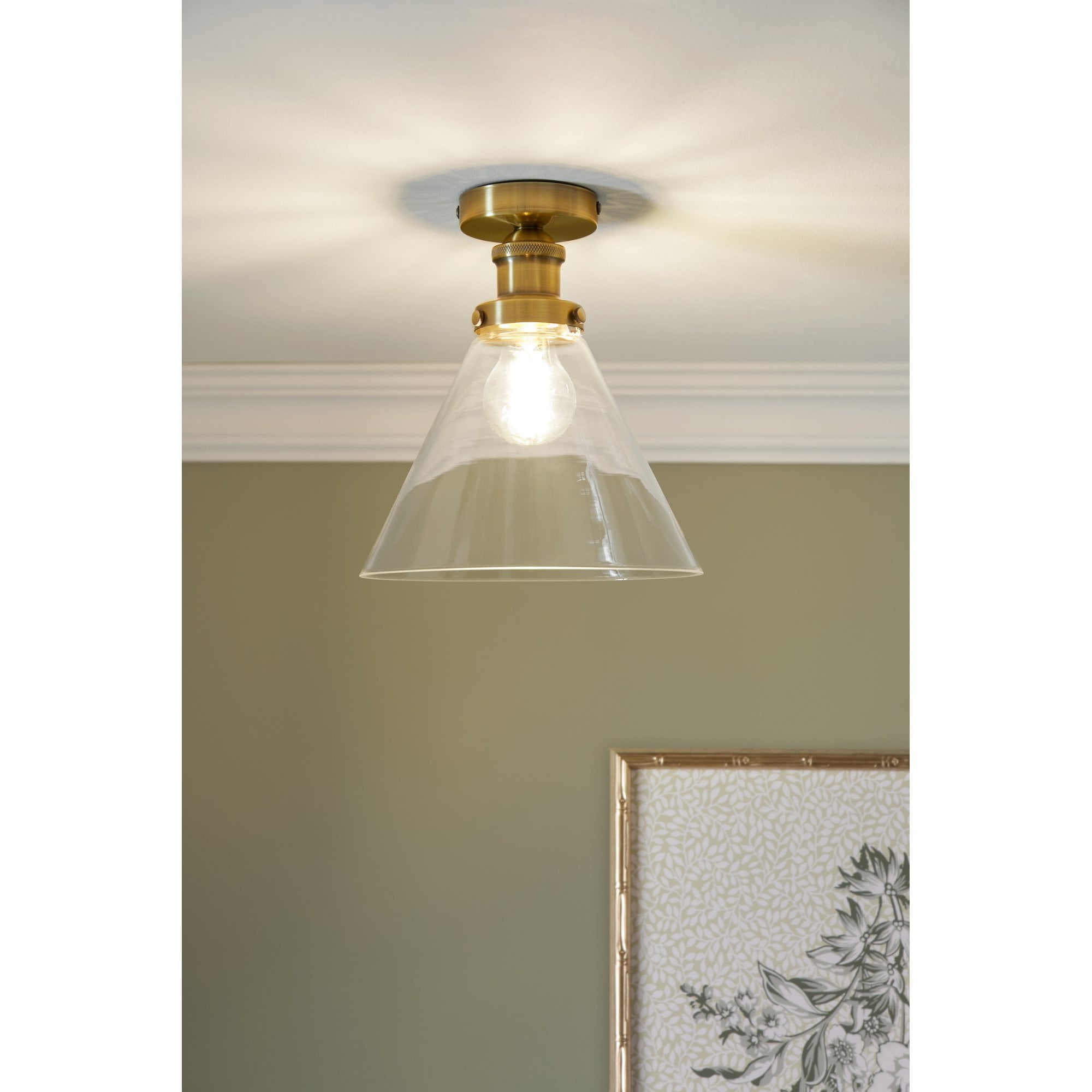 Isaac Vintage Semi Flush Ceiling Light In Antique Brass Finish LA3756386