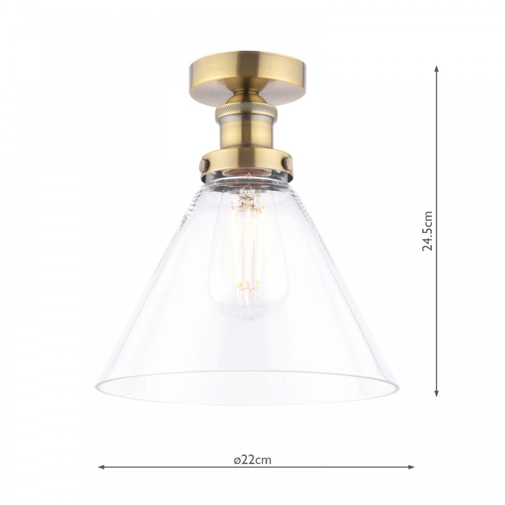 Isaac Vintage Semi Flush Ceiling Light In Antique Brass Finish LA3756386