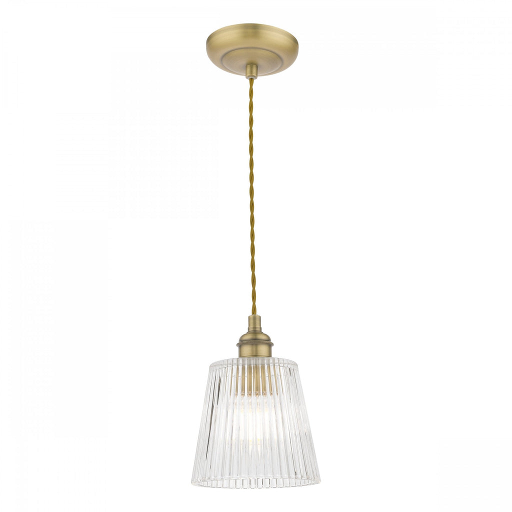 Callaghan Classic Small Pendant In Antique Brass Finish With Ribbed Glass Shade LA3756056-Q