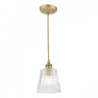 Callaghan Classic Small Pendant In Antique Brass Finish With Ribbed Glass Shade LA3756056-Q