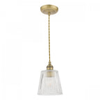 Callaghan Classic Small Pendant In Antique Brass Finish With Ribbed Glass Shade LA3756056-Q
