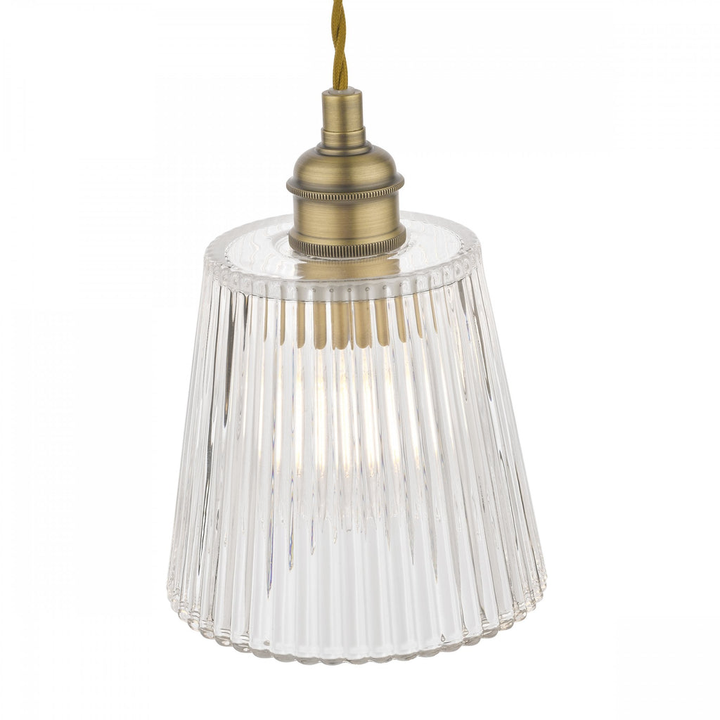Callaghan Classic Small Pendant In Antique Brass Finish With Ribbed Glass Shade LA3756056-Q