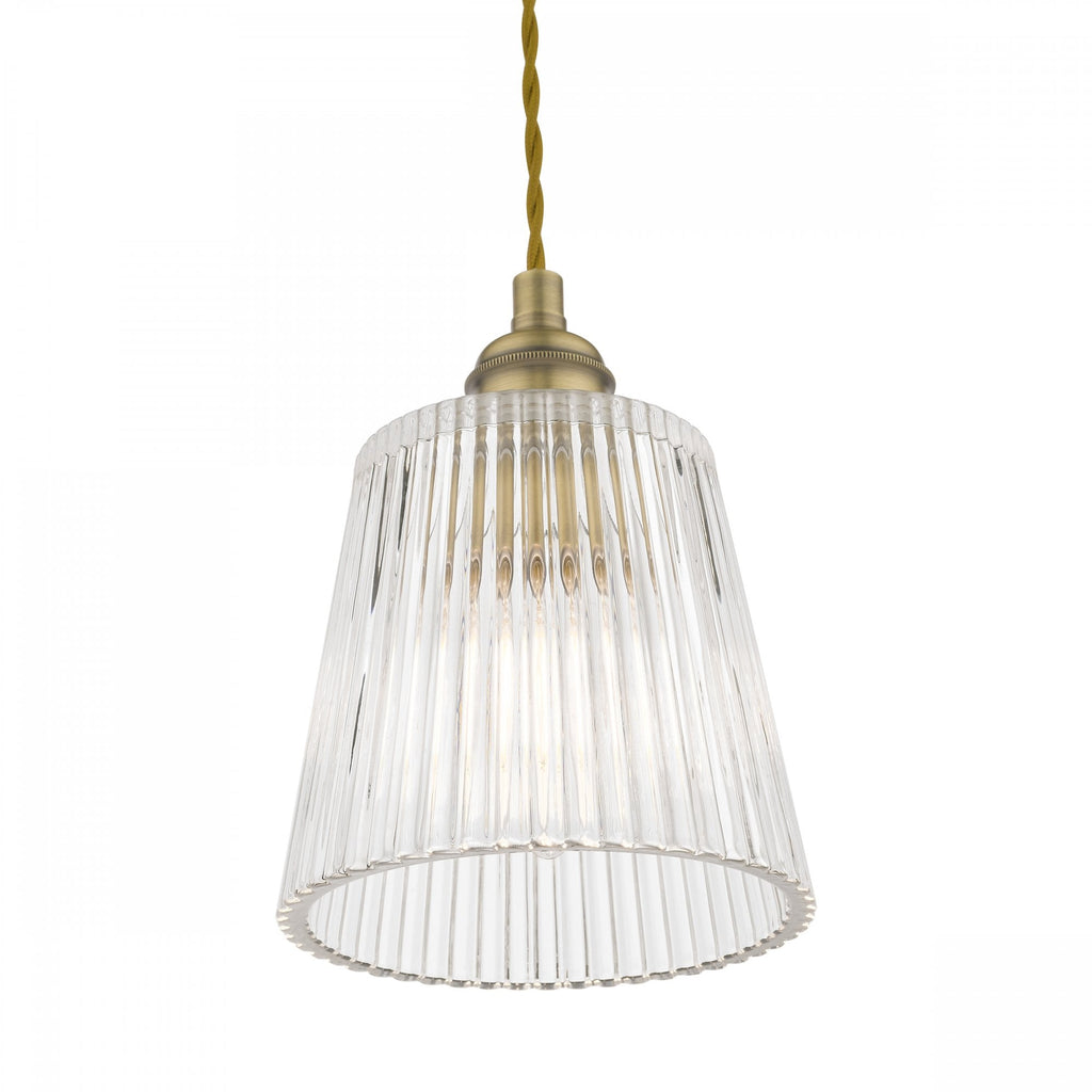 Callaghan Classic Small Pendant In Antique Brass Finish With Ribbed Glass Shade LA3756056-Q