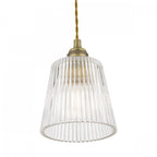 Callaghan Classic Small Pendant In Antique Brass Finish With Ribbed Glass Shade LA3756056-Q